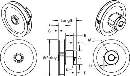 1869 Fractional Revolution Pulley Clutch, Federal APD 30-4325, Dimensions